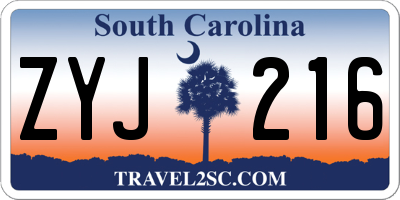 SC license plate ZYJ216