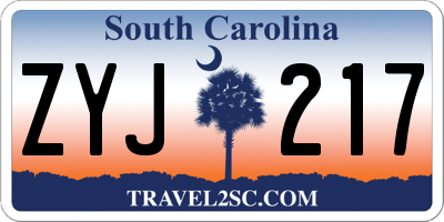 SC license plate ZYJ217