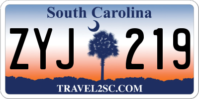 SC license plate ZYJ219