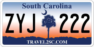 SC license plate ZYJ222