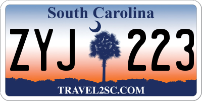 SC license plate ZYJ223