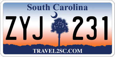 SC license plate ZYJ231