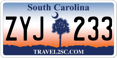 SC license plate ZYJ233
