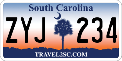 SC license plate ZYJ234