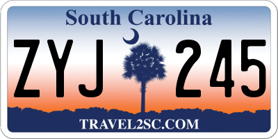 SC license plate ZYJ245