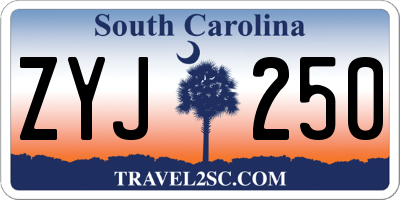 SC license plate ZYJ250
