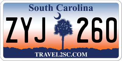 SC license plate ZYJ260