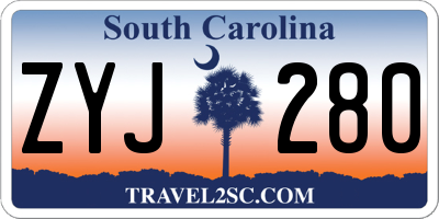SC license plate ZYJ280
