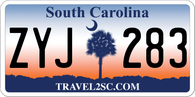 SC license plate ZYJ283