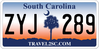SC license plate ZYJ289