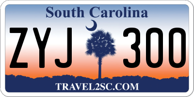 SC license plate ZYJ300