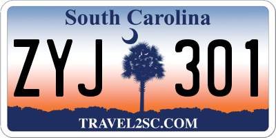 SC license plate ZYJ301