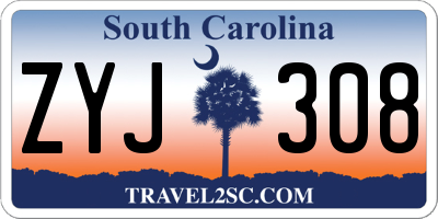 SC license plate ZYJ308