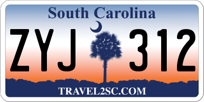 SC license plate ZYJ312