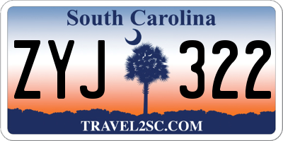 SC license plate ZYJ322
