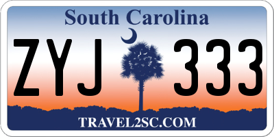 SC license plate ZYJ333