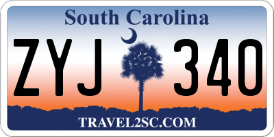 SC license plate ZYJ340