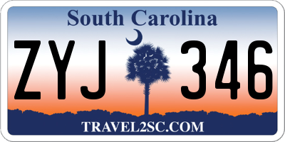 SC license plate ZYJ346