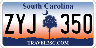 SC license plate ZYJ350