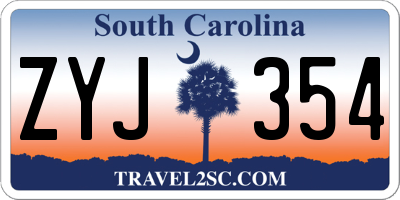 SC license plate ZYJ354