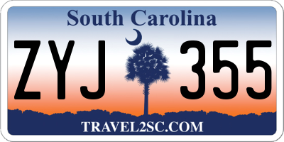 SC license plate ZYJ355