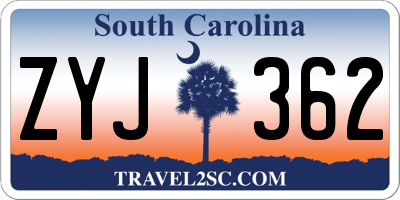 SC license plate ZYJ362