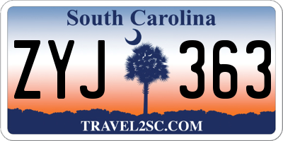 SC license plate ZYJ363