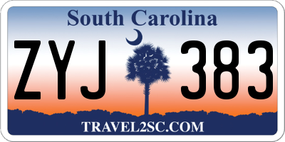 SC license plate ZYJ383
