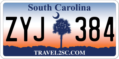 SC license plate ZYJ384