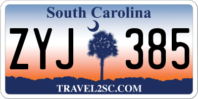 SC license plate ZYJ385
