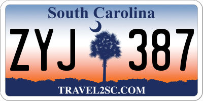 SC license plate ZYJ387