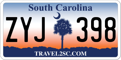 SC license plate ZYJ398