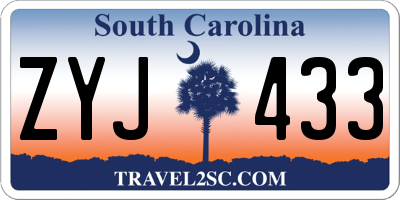 SC license plate ZYJ433