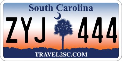 SC license plate ZYJ444