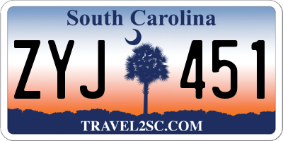 SC license plate ZYJ451