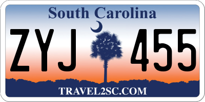 SC license plate ZYJ455