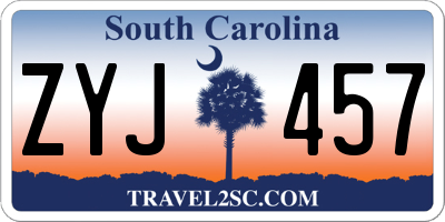 SC license plate ZYJ457