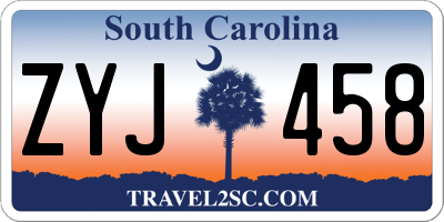 SC license plate ZYJ458