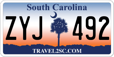 SC license plate ZYJ492