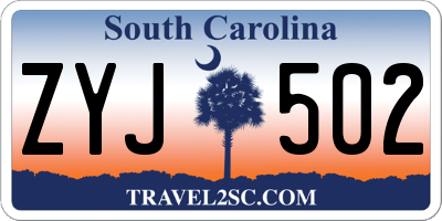 SC license plate ZYJ502