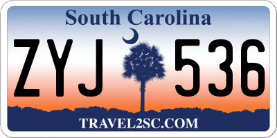 SC license plate ZYJ536