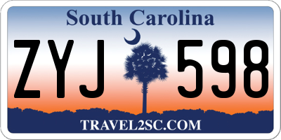 SC license plate ZYJ598