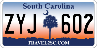 SC license plate ZYJ602