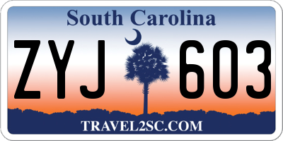 SC license plate ZYJ603