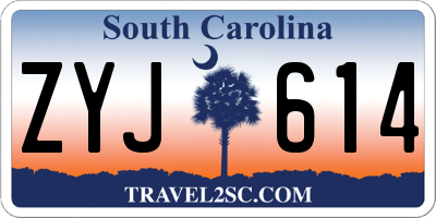 SC license plate ZYJ614