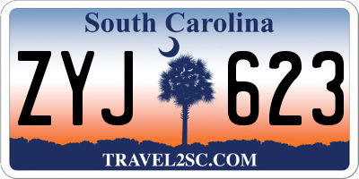 SC license plate ZYJ623