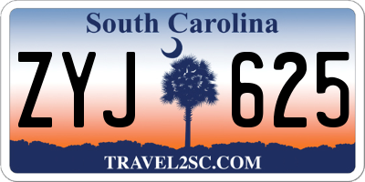 SC license plate ZYJ625