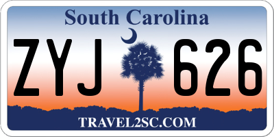 SC license plate ZYJ626