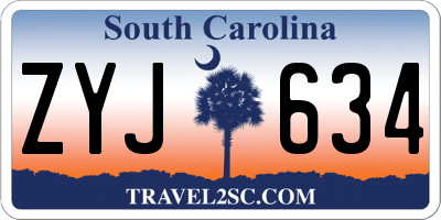 SC license plate ZYJ634