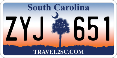 SC license plate ZYJ651